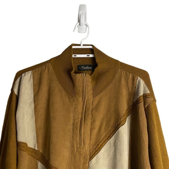 Cigliano Collezione Italy Men's Camel Color Block 1/4 Zip Pullover - Picture 2 of 9